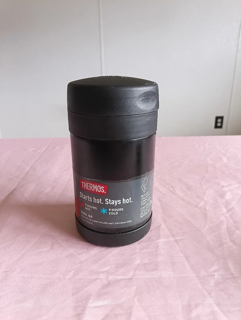 THERMOS Vacuum Insulated Stainless Steel Double Wall Food Jar with Spoon 16oz